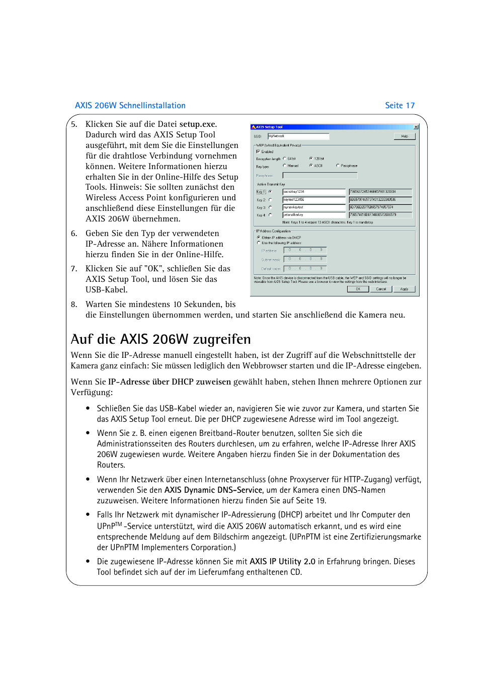 Auf die axis 206w zugreifen | Axis Communications 206W User Manual | Page 17 / 34