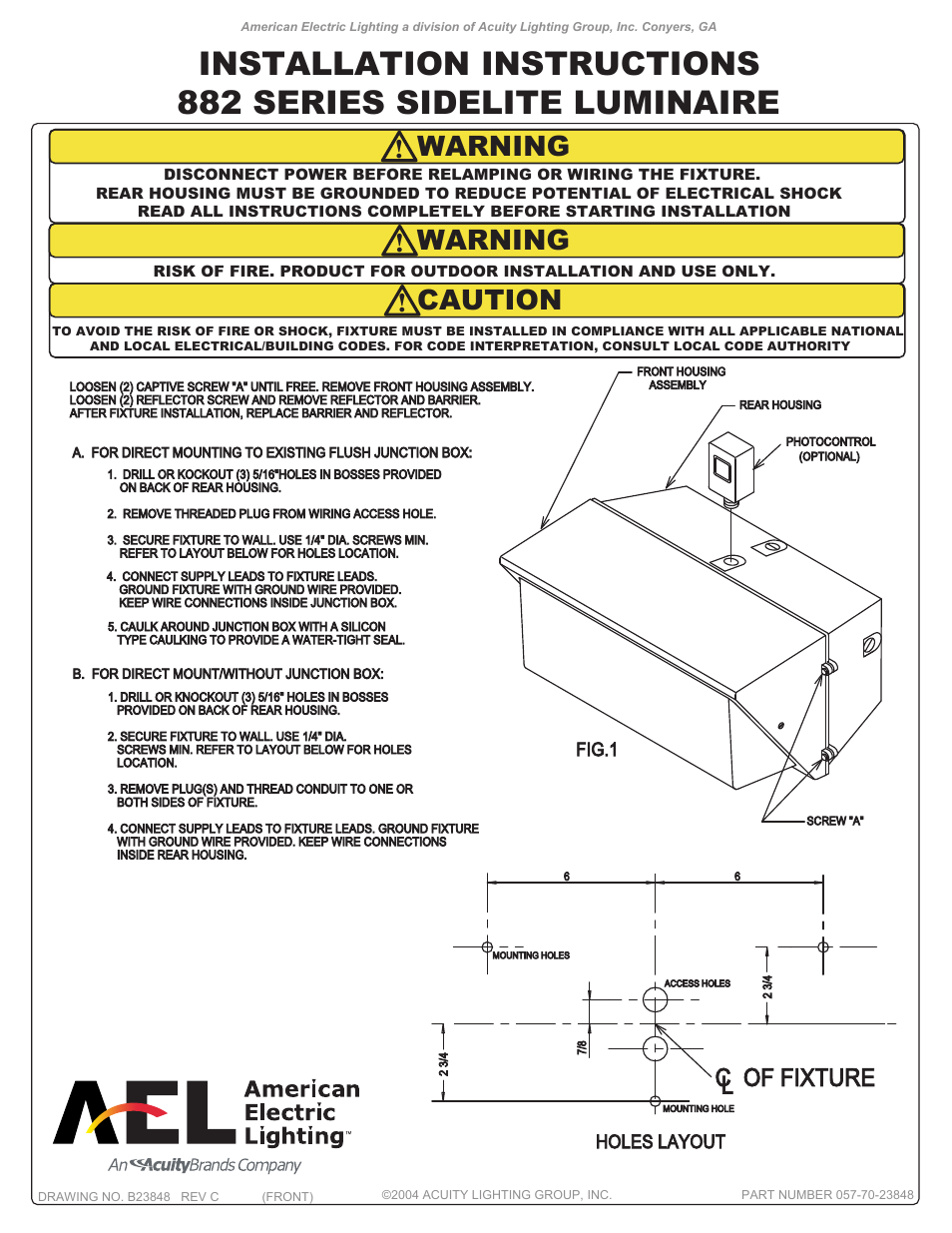 American Electric Lighting 882 User Manual | 2 pages