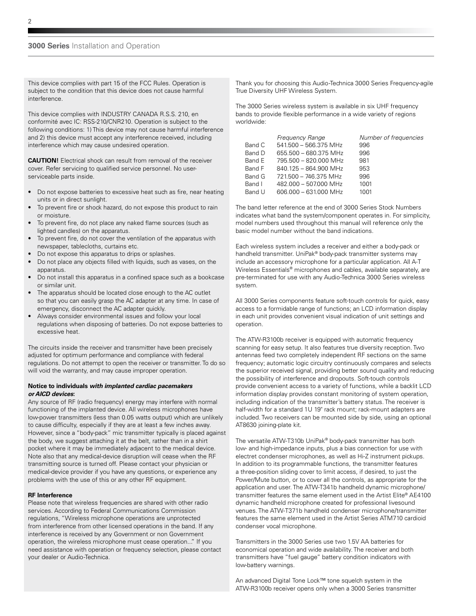 Audio-Technica ATW-T310B User Manual | Page 2 / 16