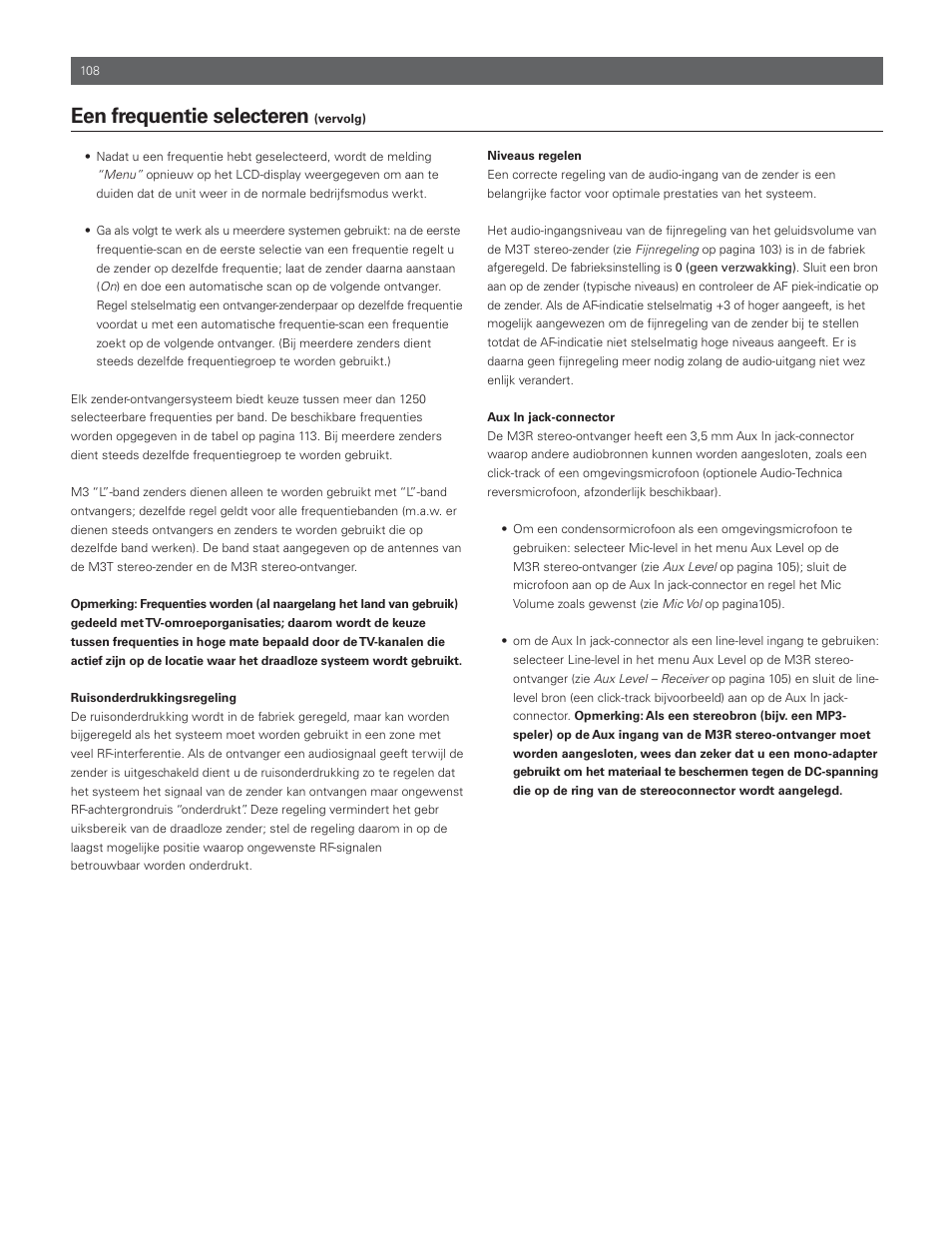 Een frequentie selecteren | Audio-Technica M3R User Manual | Page 108 / 120