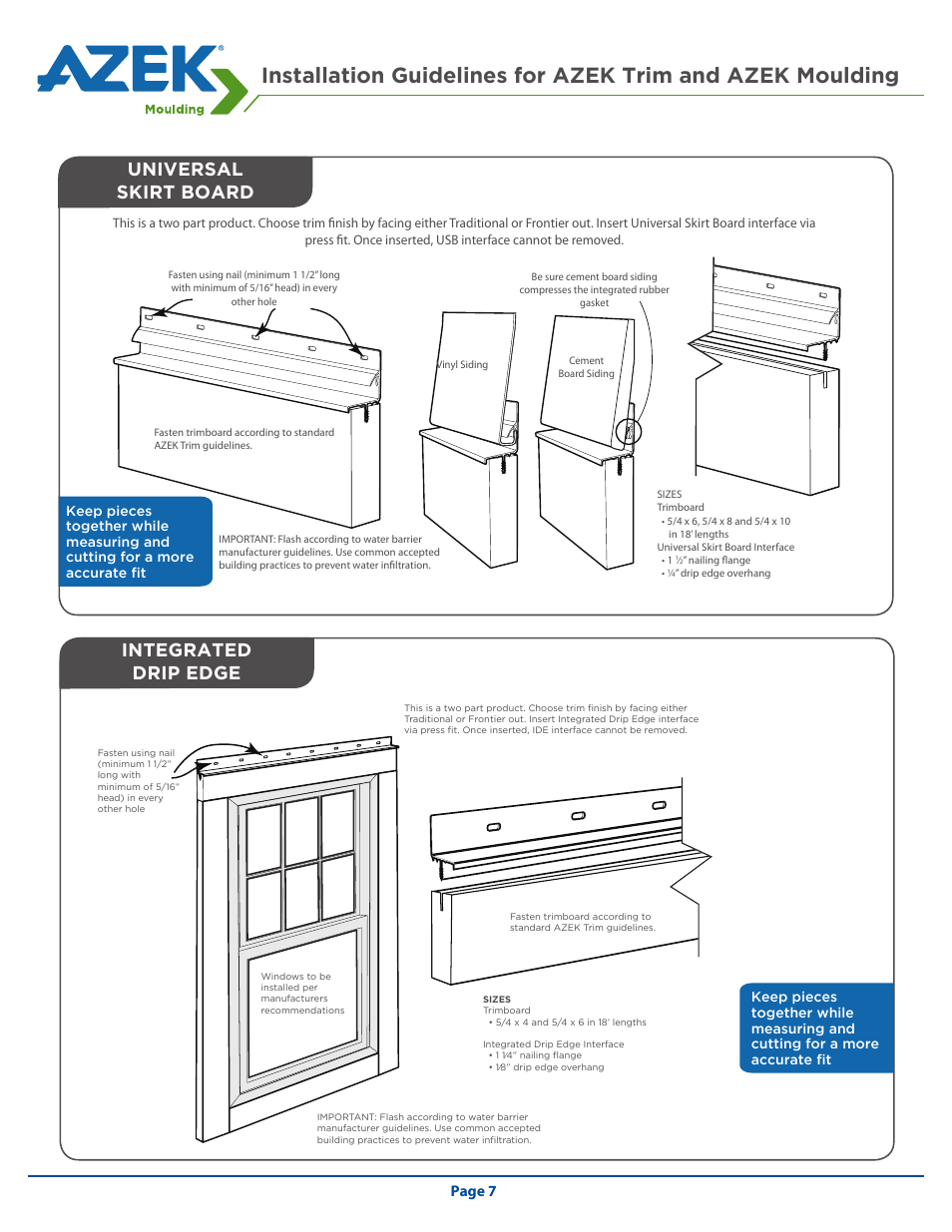 Universal skirt board, Integrated drip edge, Page 7 | AZEK Trim & Moulding EN User Manual | Page 7 / 12