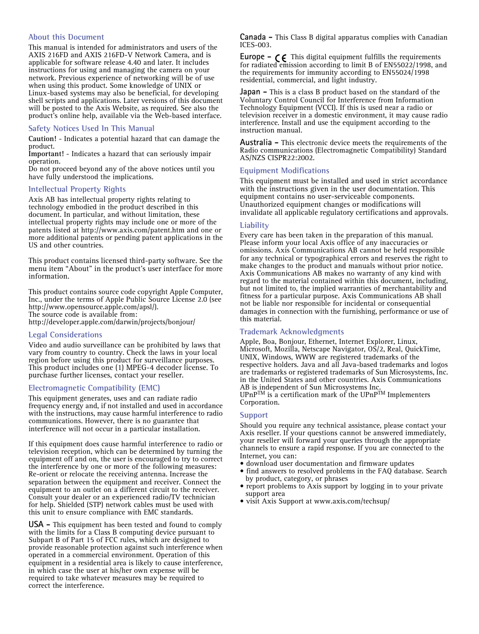 Axis communications, Product name> quick user’s guide | Axis Communications 216FD/FD-V User Manual | Page 2 / 64