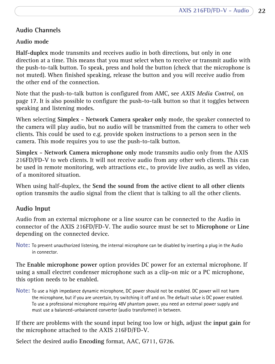 Axis Communications 216FD/FD-V User Manual | Page 22 / 64