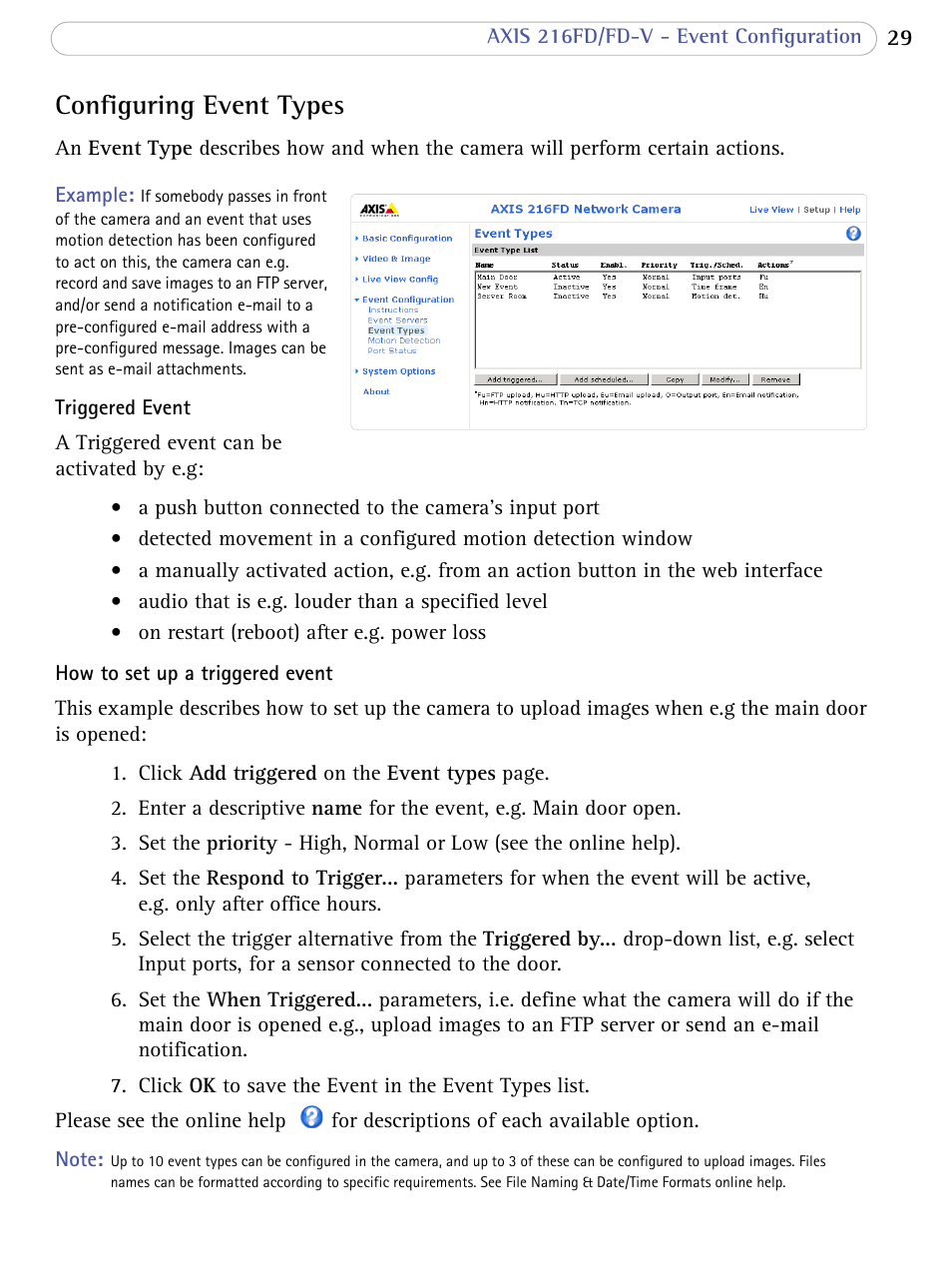 Configuring event types, Motion detectio | Axis Communications 216FD/FD-V User Manual | Page 29 / 64