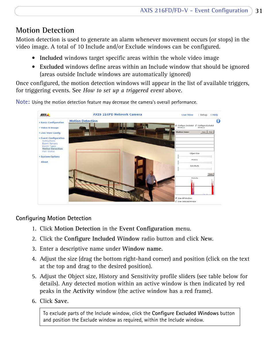 Motion detection, Port status | Axis Communications 216FD/FD-V User Manual | Page 31 / 64