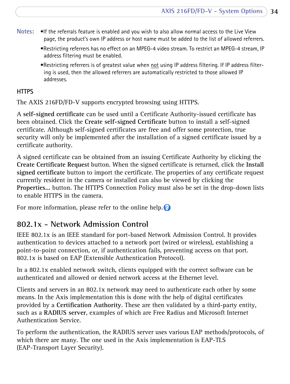 1x - network admission control | Axis Communications 216FD/FD-V User Manual | Page 34 / 64