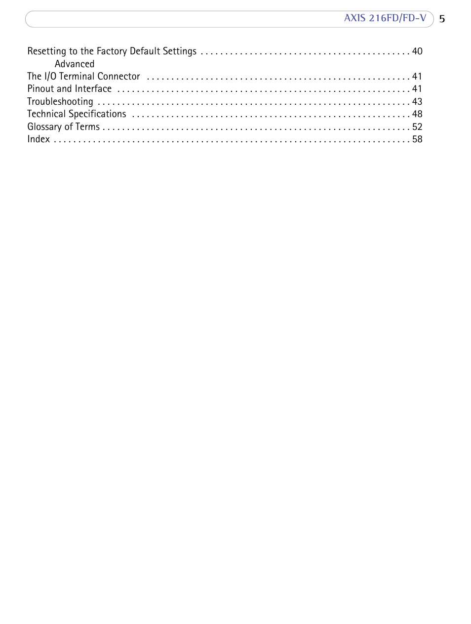 Axis Communications 216FD/FD-V User Manual | Page 5 / 64