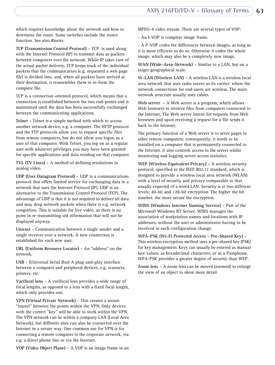 Axis Communications 216FD/FD-V User Manual | Page 62 / 64