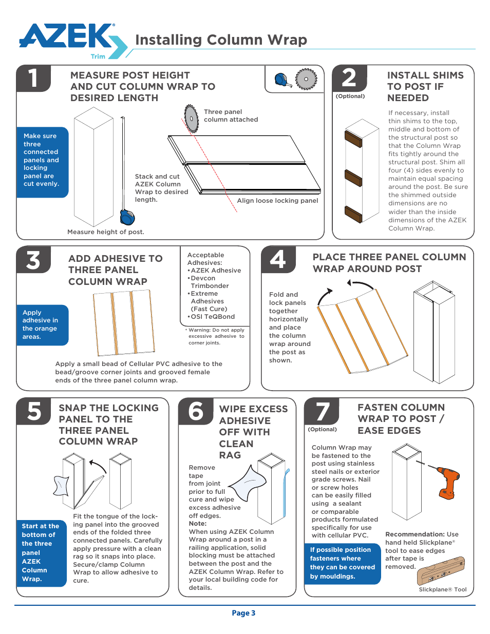 Installing column wrap | AZEK Column Wrap User Manual | Page 3 / 4