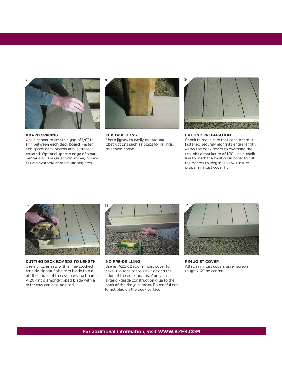 Basic installation | AZEK Deck User Manual | Page 2 / 2