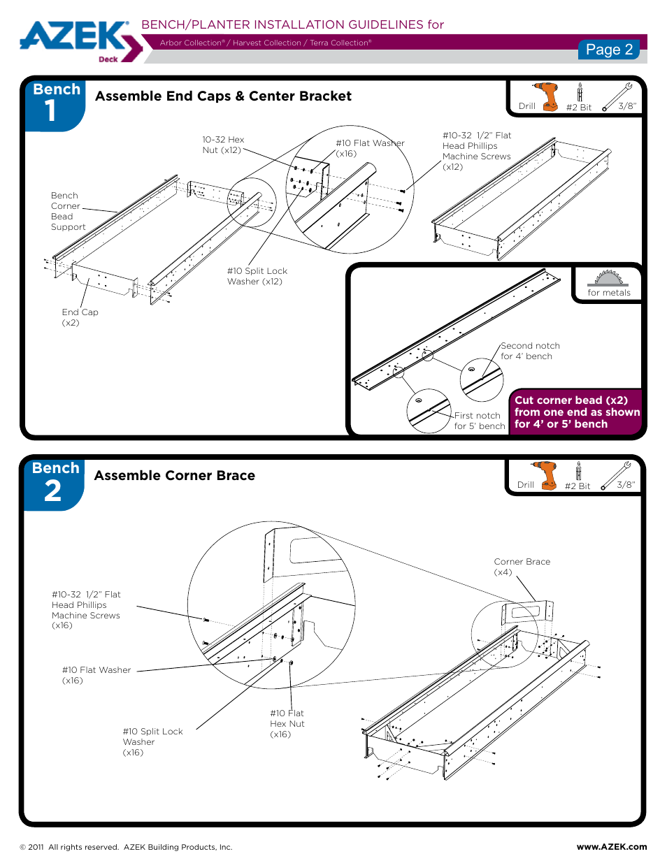 Bench, Page 2 | AZEK Bench Planter User Manual | Page 2 / 10