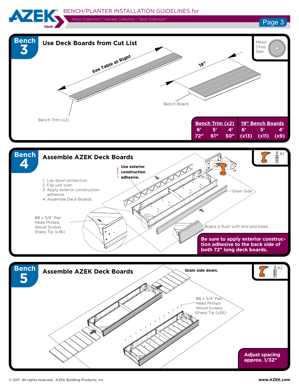 Step 3, Bench, Page 3 | AZEK Bench Planter User Manual | Page 3 / 10