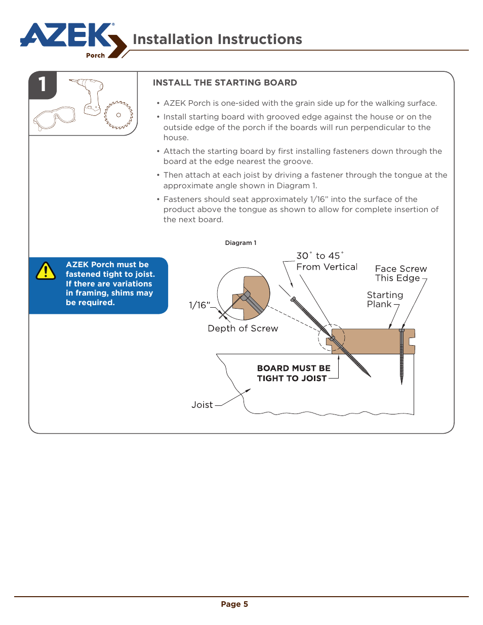 Installation instructions | AZEK Porch EN User Manual | Page 5 / 8