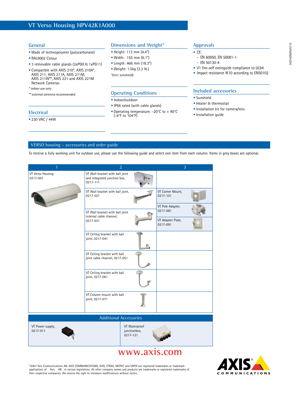 Axis Communications HPV42K1A000 User Manual | Page 2 / 2