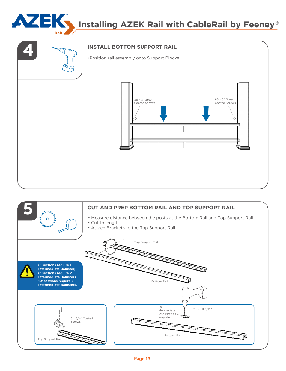Installing azek rail with cablerail by feeney | AZEK Rail User Manual | Page 13 / 40