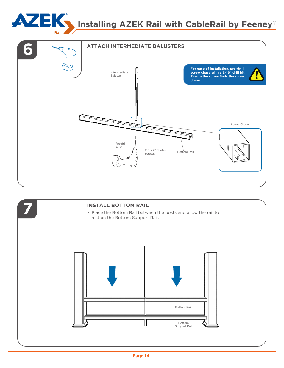 Installing azek rail with cablerail by feeney | AZEK Rail User Manual | Page 14 / 40