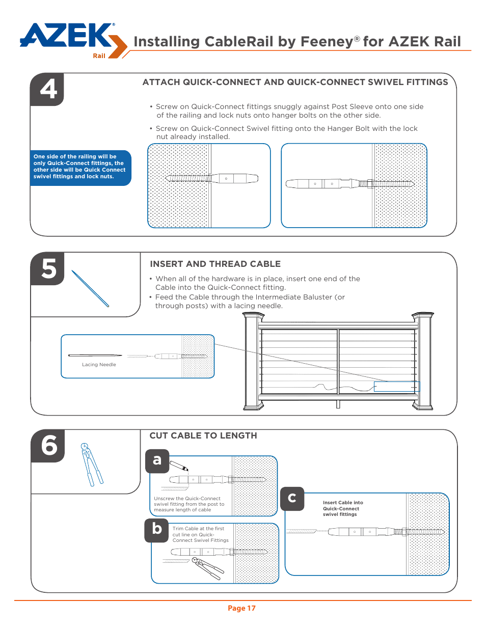 Installing cablerail by feeney, For azek rail | AZEK Rail User Manual | Page 17 / 40
