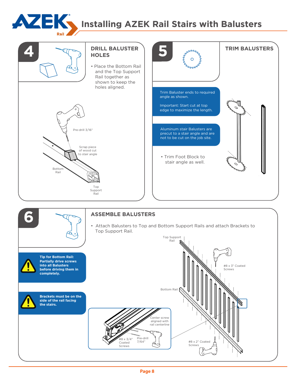 Installing azek rail stairs with balusters | AZEK Rail User Manual | Page 8 / 12