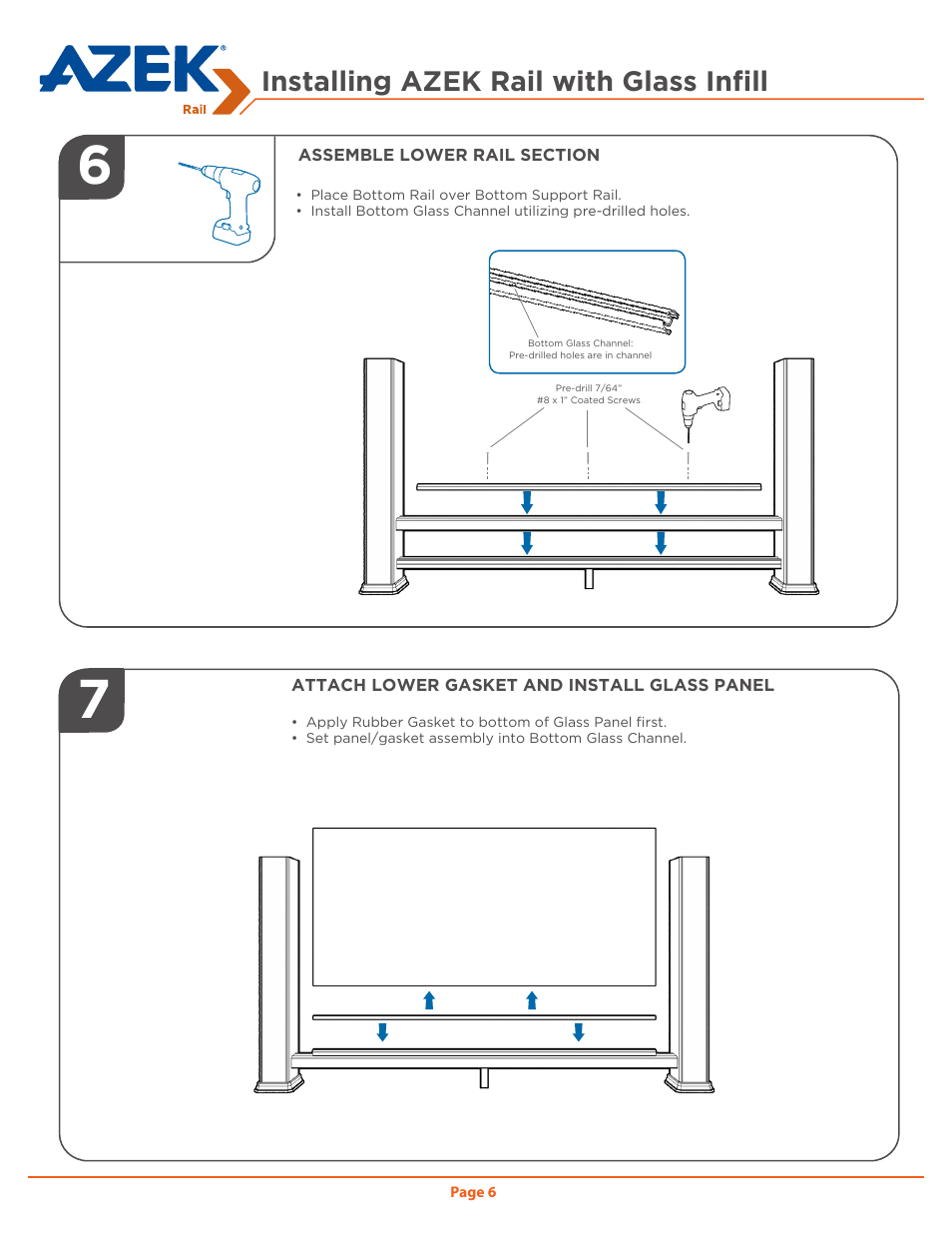 Installing azek rail with glass infill | AZEK Rail User Manual | Page 6 / 16