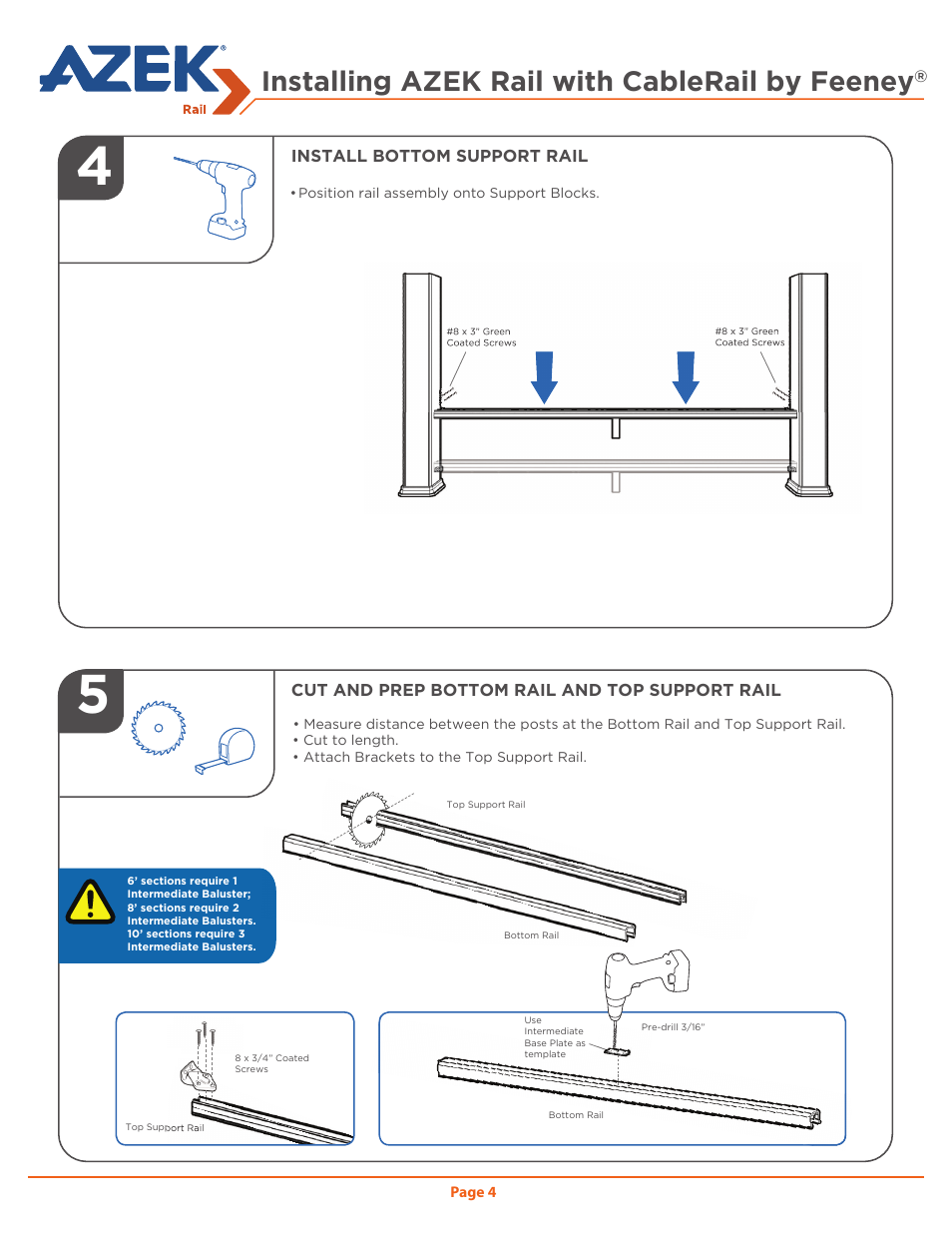 Installing azek rail with cablerail by feeney | AZEK Rail User Manual | Page 4 / 20
