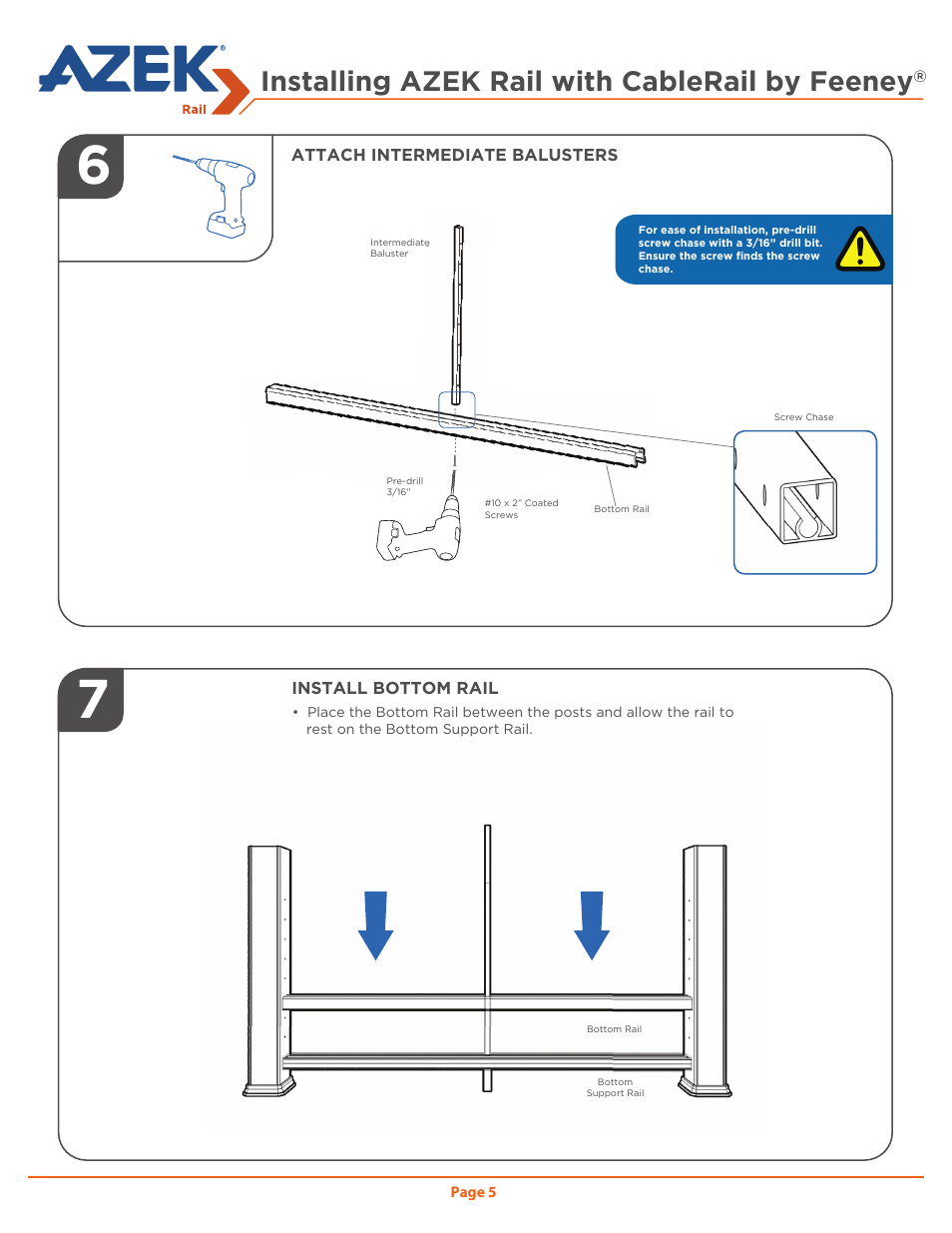 Installing azek rail with cablerail by feeney | AZEK Rail User Manual | Page 5 / 20