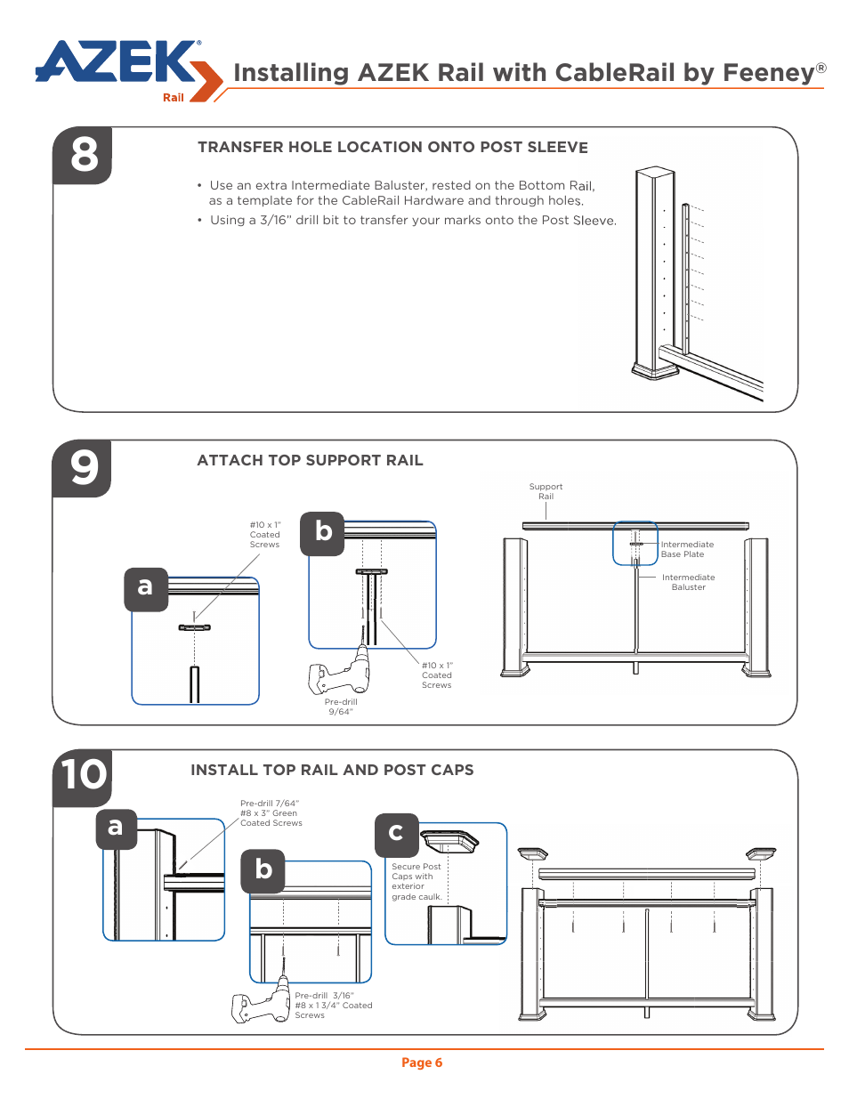 Installing azek rail with cablerail by feeney | AZEK Rail User Manual | Page 6 / 20