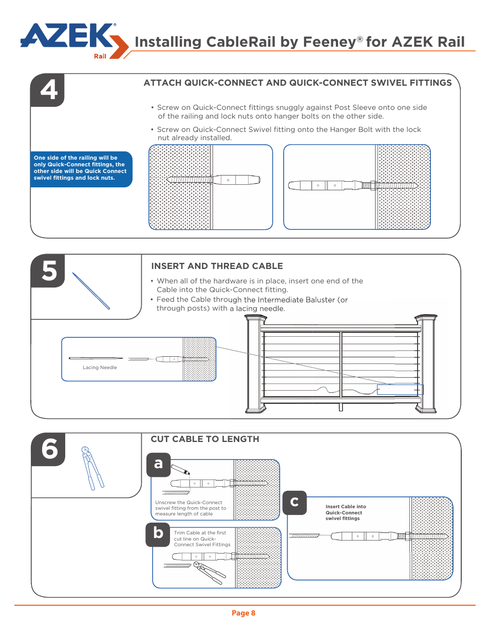 Installing cablerail by feeney, For azek rail | AZEK Rail User Manual | Page 8 / 20