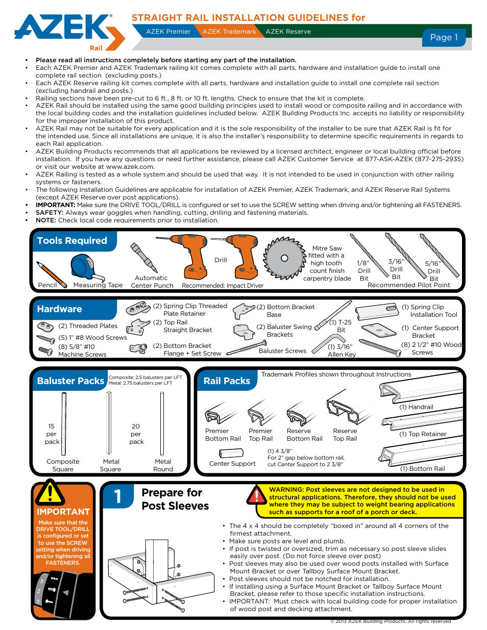 AZEK Straight Rail User Manual | 4 pages