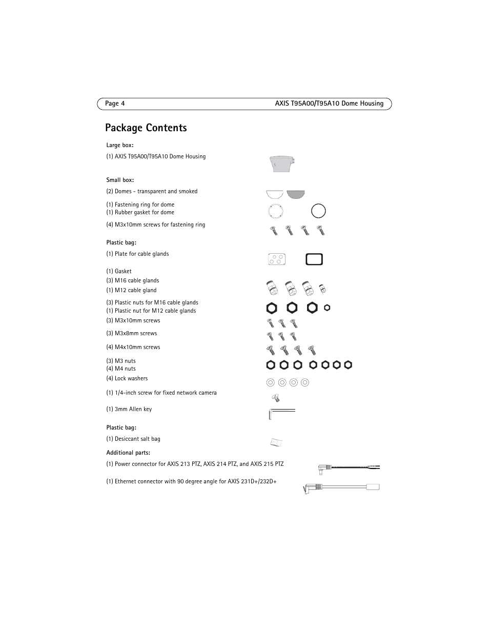 Package contents | Axis Communications AXIS T95A10 User Manual | Page 4 / 73
