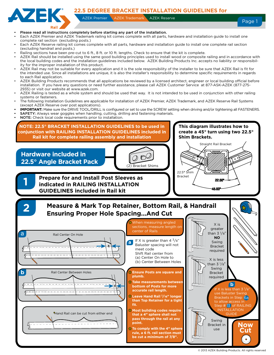 AZEK 22_5 Degree User Manual | 2 pages