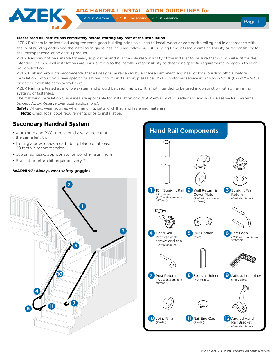 AZEK ADA Handrail User Manual | 3 pages