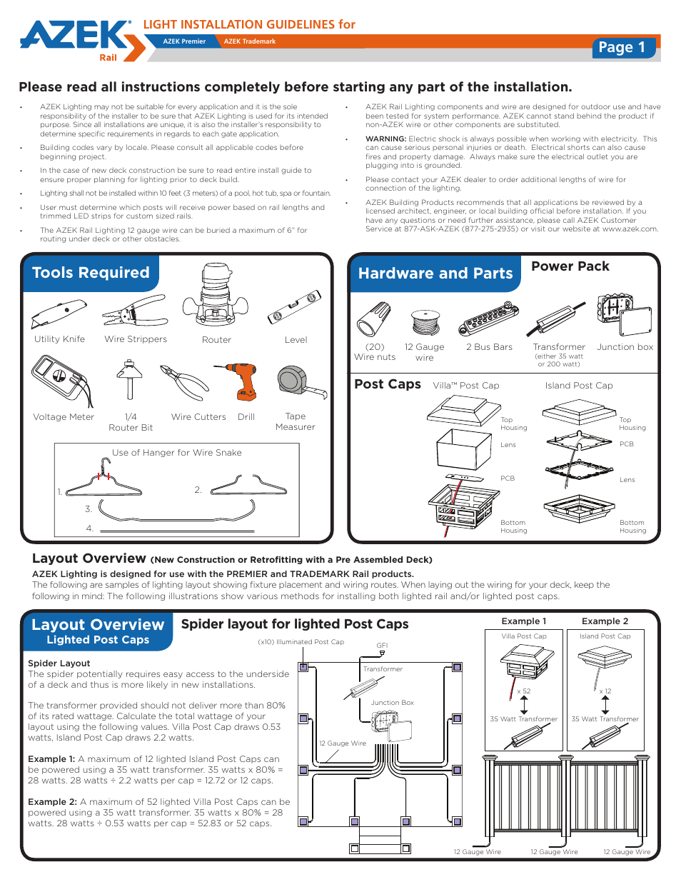 AZEK Lighted Post Cap User Manual | 2 pages