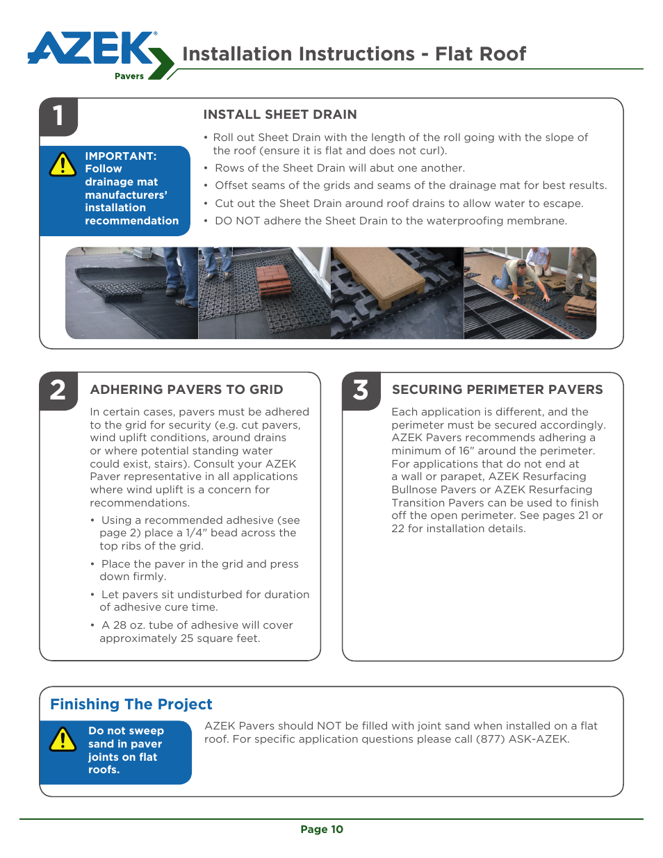 Installation instructions - flat roof | AZEK Pavers User Manual | Page 10 / 24