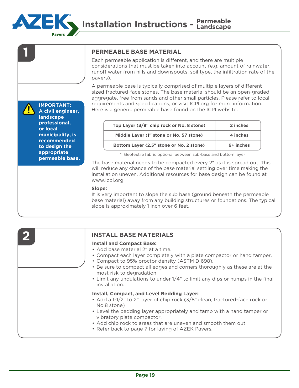 Installation instructions | AZEK Pavers User Manual | Page 19 / 24