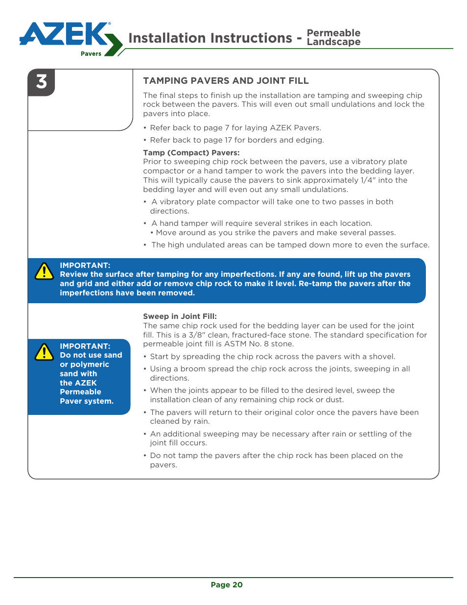 Installation instructions | AZEK Pavers User Manual | Page 20 / 24