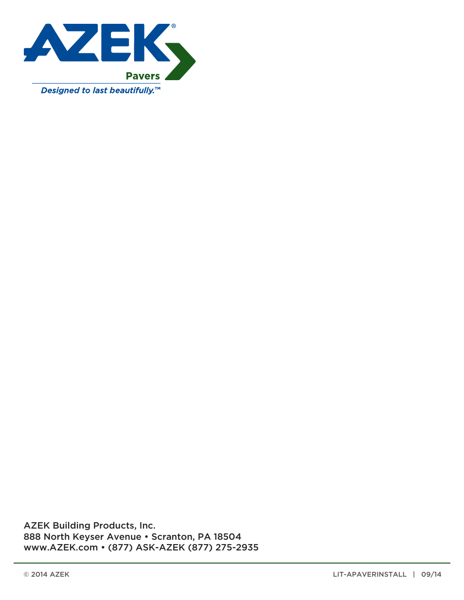 AZEK Pavers User Manual | Page 24 / 24