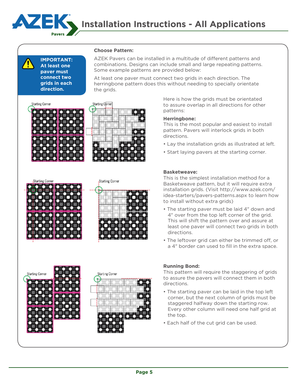 Installation instructions - all applications | AZEK Pavers User Manual | Page 5 / 24