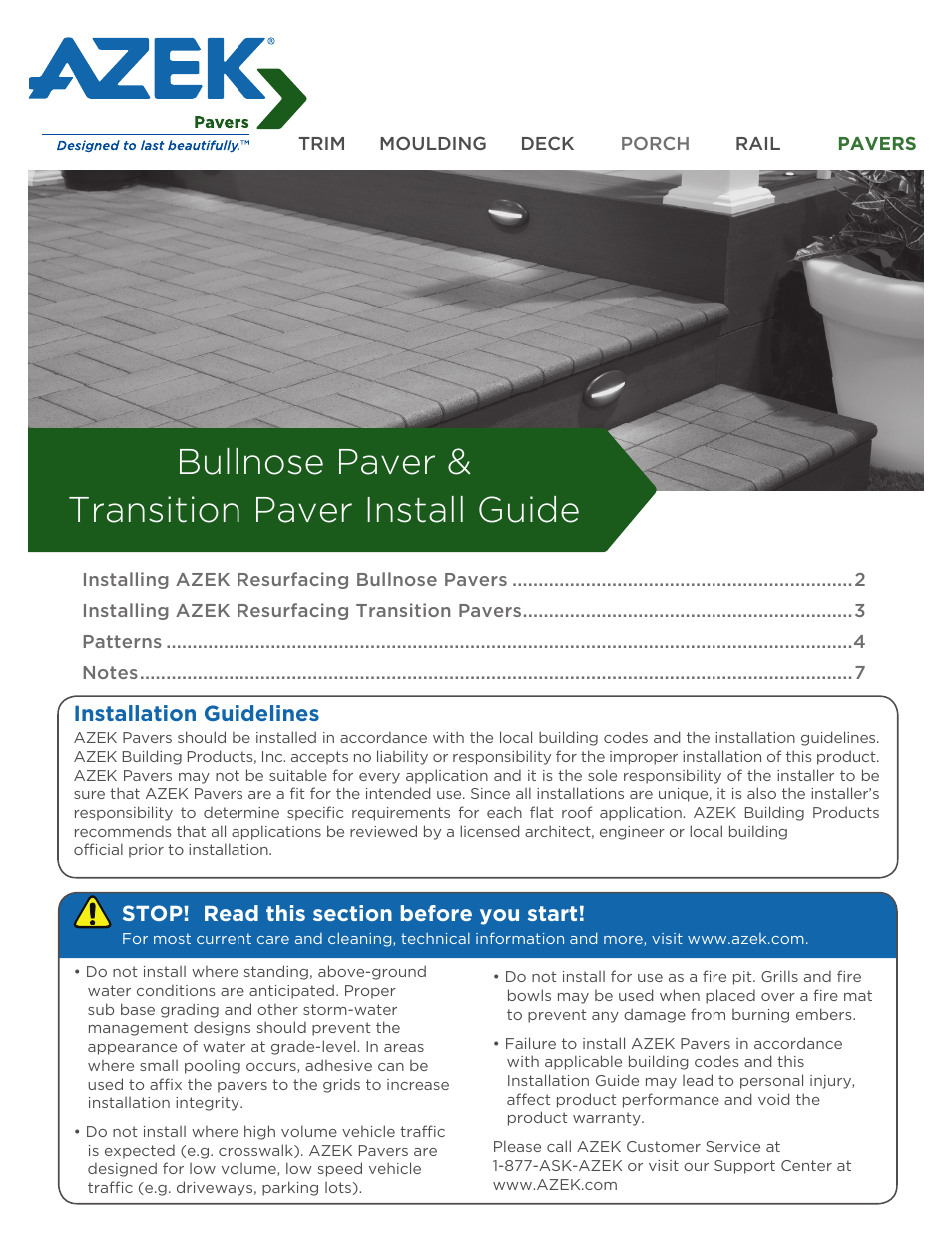 AZEK Bullnose Paver & Transition Paver User Manual | 8 pages