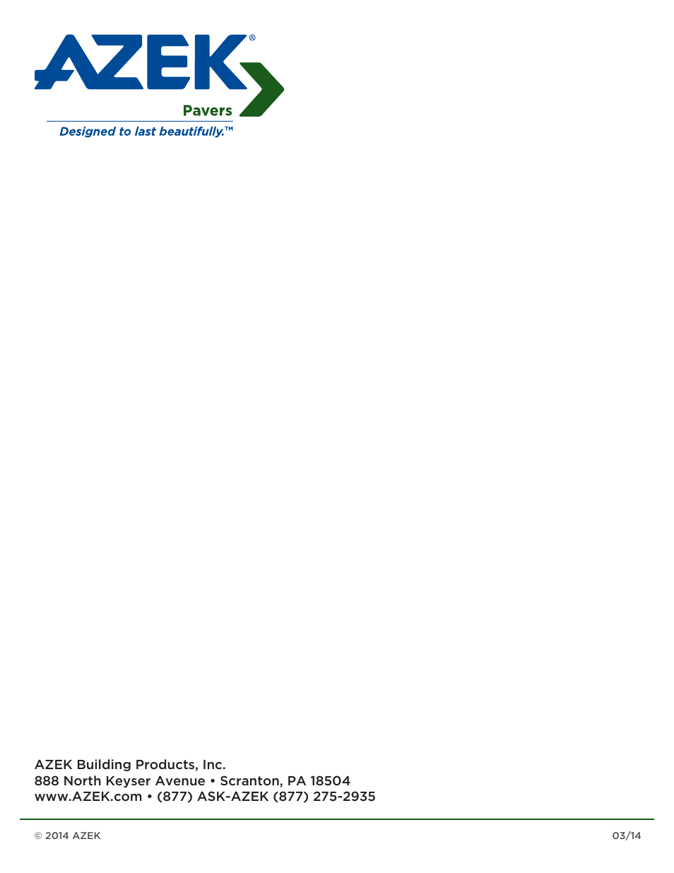 AZEK Bullnose Paver & Transition Paver User Manual | Page 8 / 8