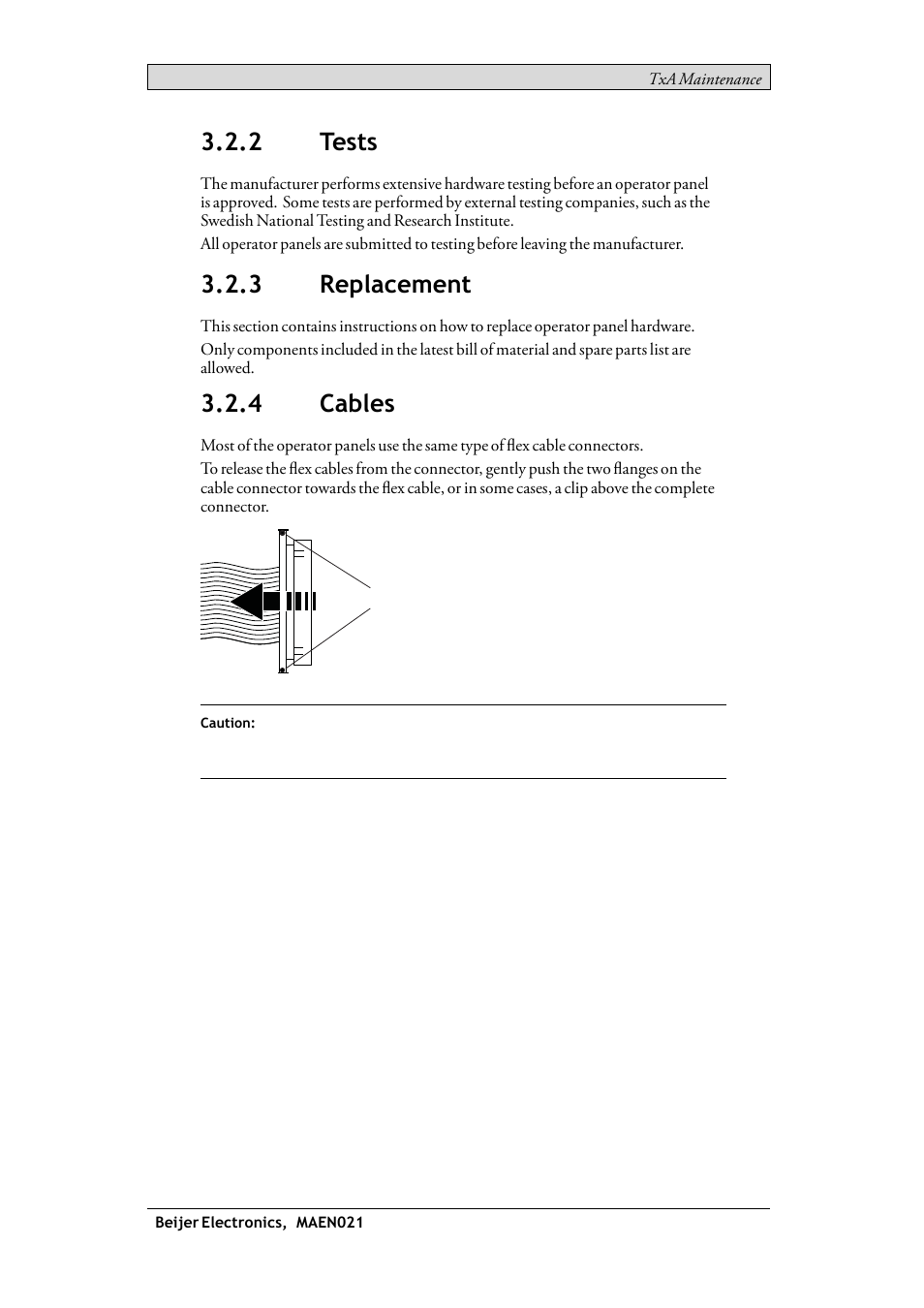 2 tests, 3 replacement, 4 cables | Tests, Replacement, Cables | Beijer Electronics iX TxA EN User Manual | Page 11 / 19