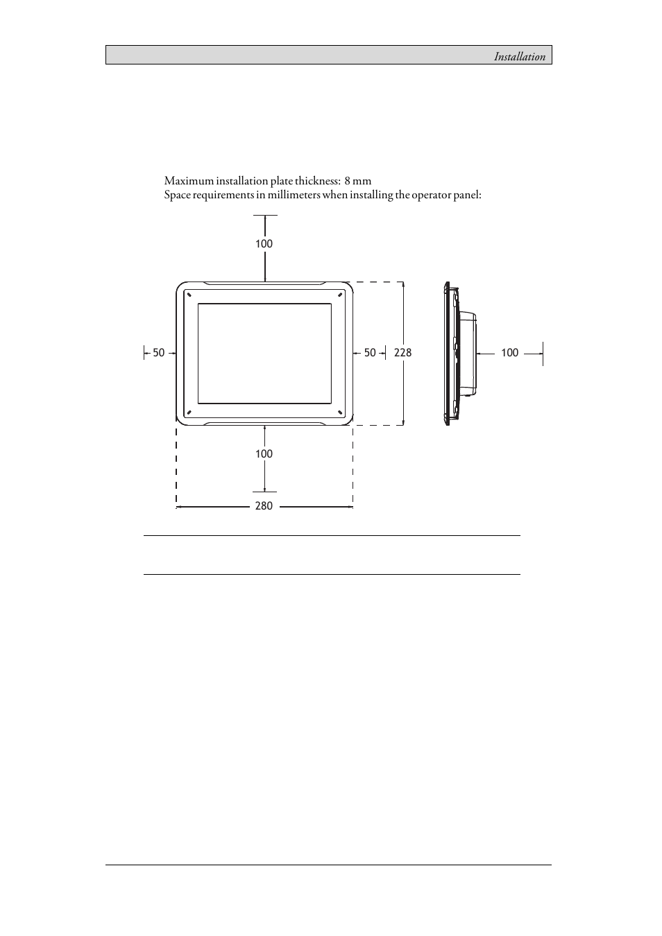 2 installation, 1 space requirements, Space requirements | 2installation | Beijer Electronics iX T10A EN User Manual | Page 8 / 28