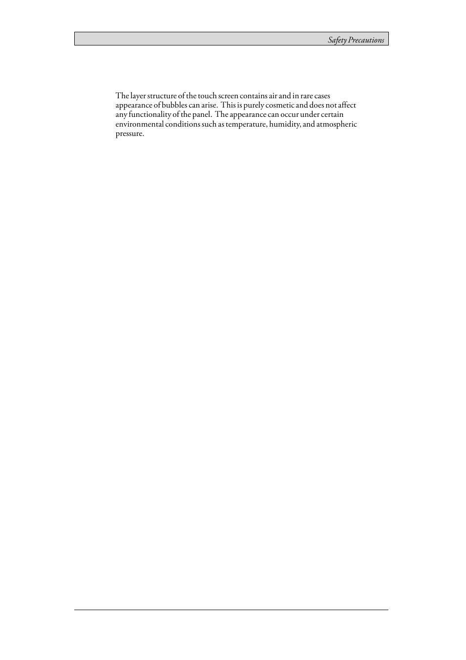 7 appearance of air in touch screen, Appearance of air in touch screen | Beijer Electronics iX T4A EN User Manual | Page 7 / 28