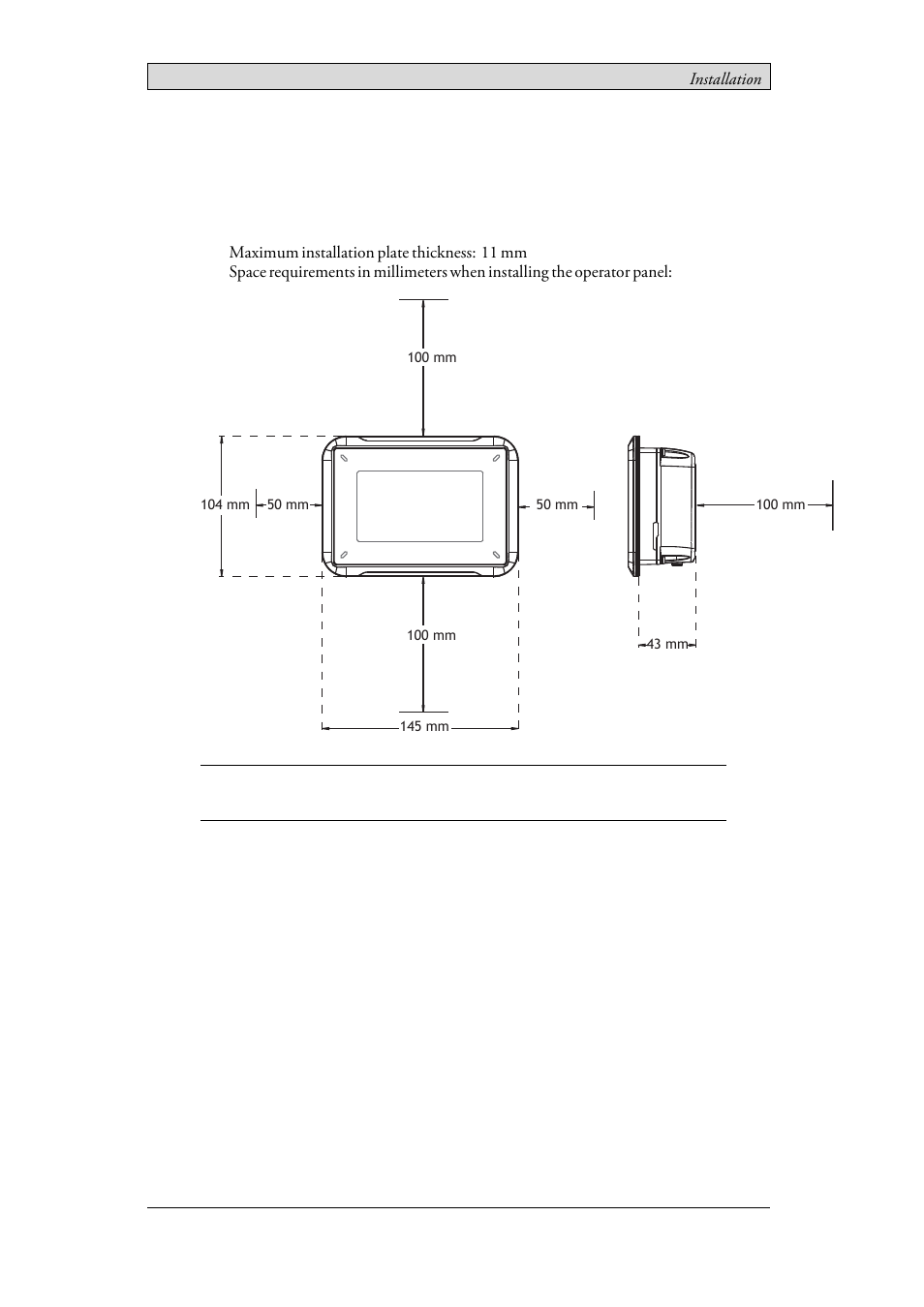 2 installation, 1 space requirements, Space requirements | 2installation | Beijer Electronics iX T4A EN User Manual | Page 8 / 28