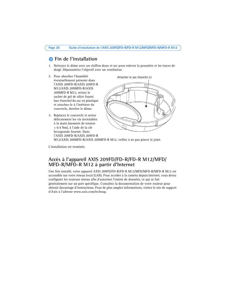 Fin de l'installation | Axis Communications 209FD User Manual | Page 26 / 73