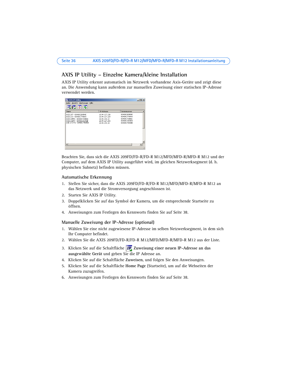 Axis Communications 209FD User Manual | Page 36 / 73