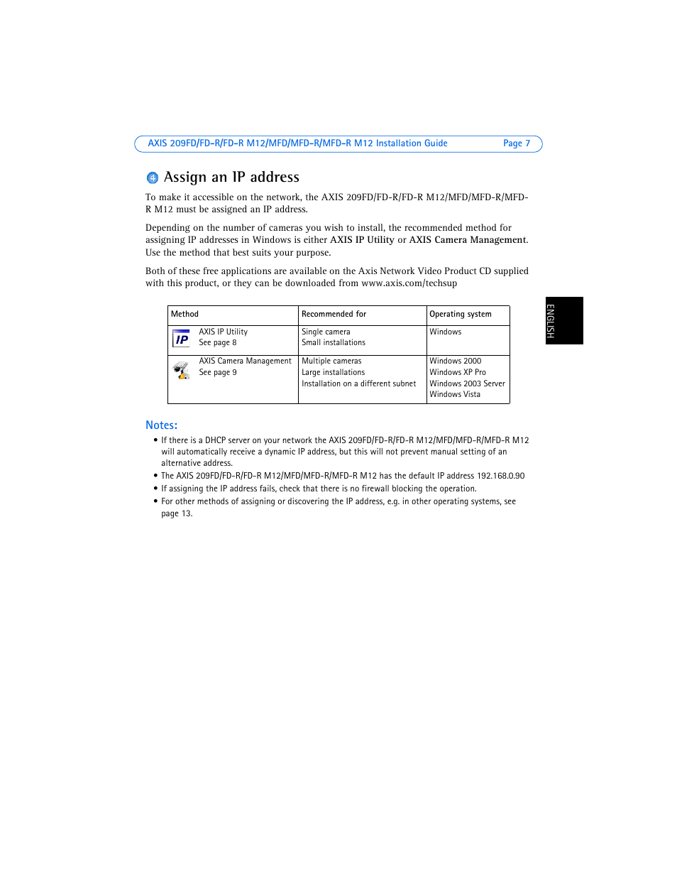 Assign an ip address | Axis Communications 209FD User Manual | Page 7 / 73