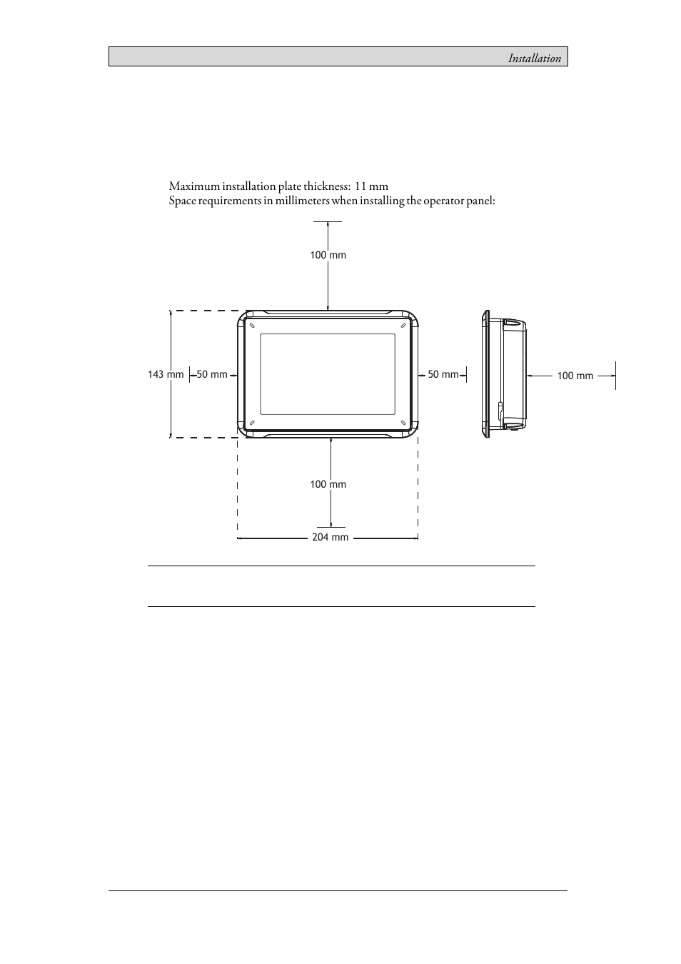 2 installation, 1 space requirements, Space requirements | 2installation | Beijer Electronics iX T7A EN User Manual | Page 8 / 28
