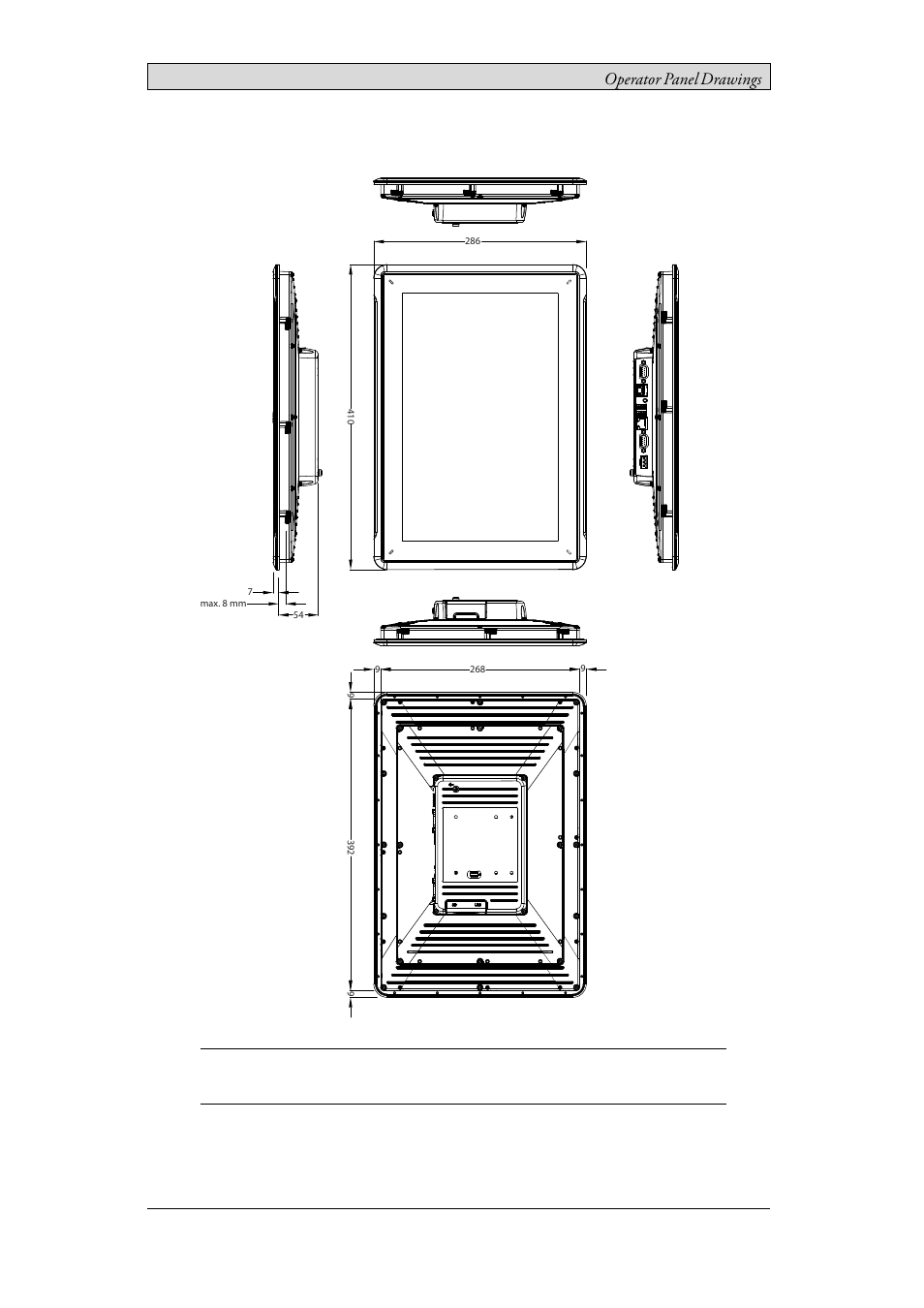 3 ix t15b outline, Ix t15b outline, Operator panel drawings | Beijer Electronics iX T15B EN User Manual | Page 17 / 26