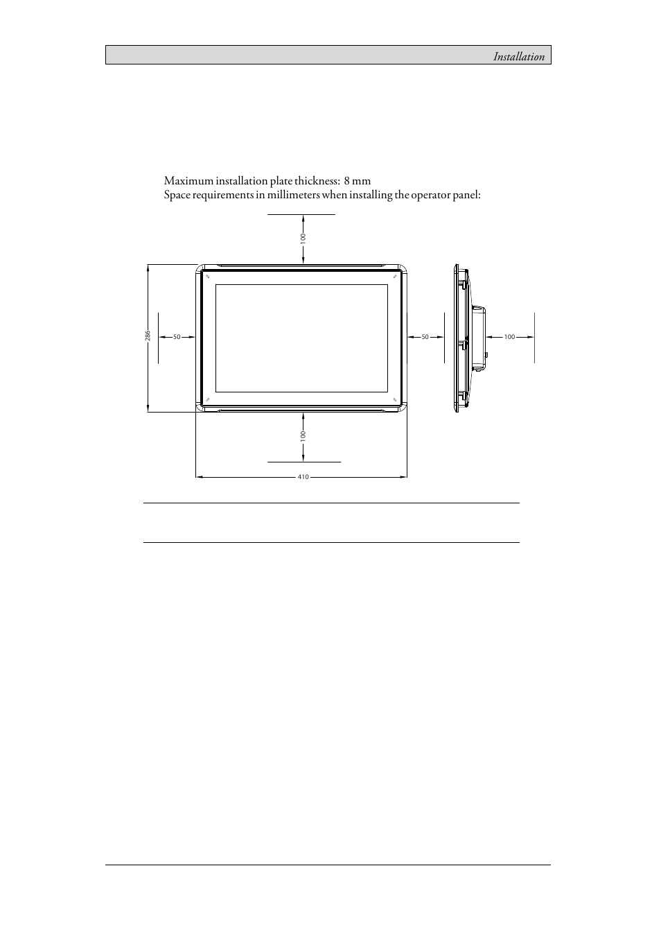 2 installation, 1 space requirements, Space requirements | 2installation | Beijer Electronics iX T15B EN User Manual | Page 7 / 26