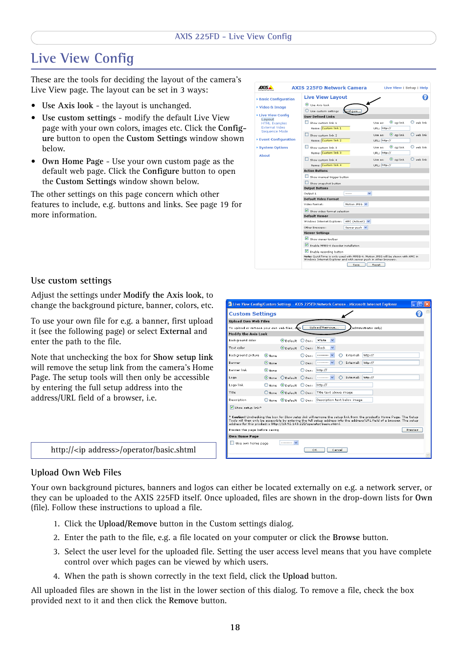 Live view config | Axis Communications AXIS 225FD User Manual | Page 18 / 49